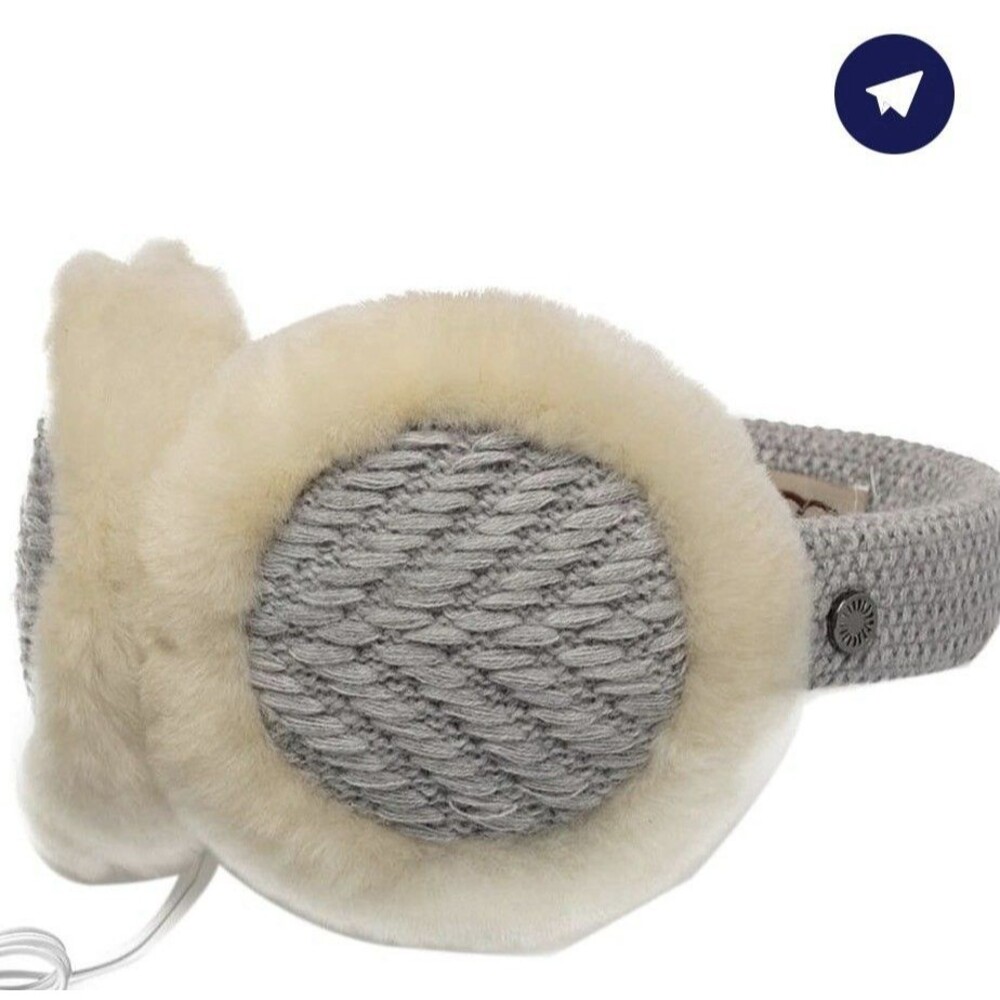 NIB UGG Women’s Textured Earmuff Knit Grey No Wire Included Wool One Size Winter